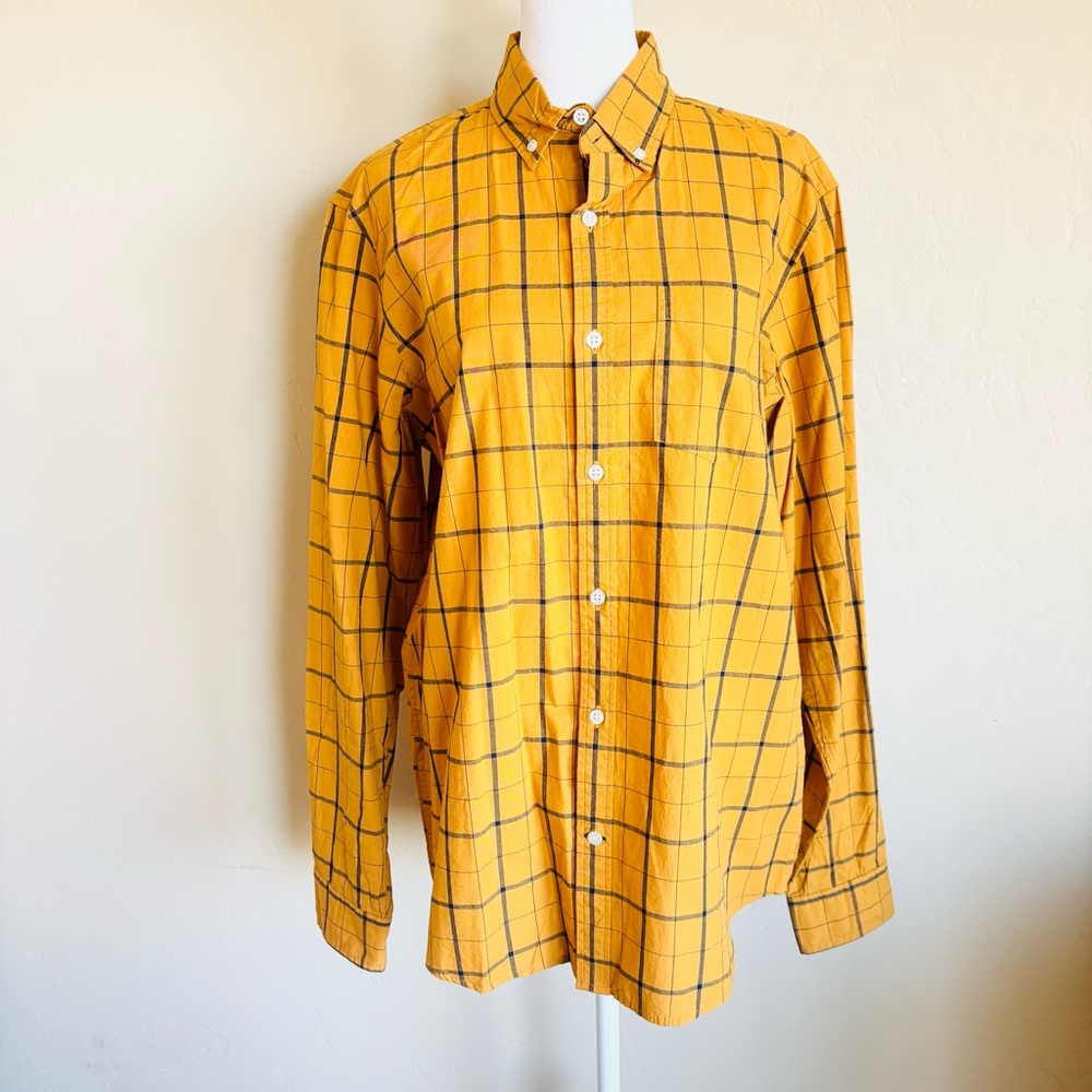 GAP Men's Mustard Plaid Button-Down Shirt NWT - Picture 3 of 12